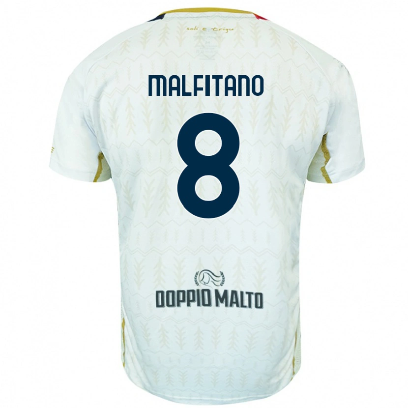 Danxen Kvinder Roberto Malfitano #8 Hvid Udebane Spillertrøjer 2024/25 Trøje T-Shirt