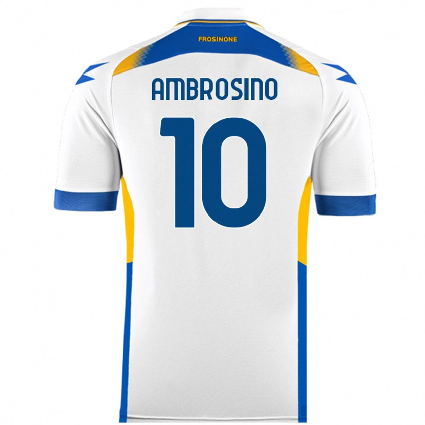 Danxen Kvinder Giuseppe Ambrosino #10 Hvid Udebane Spillertrøjer 2024/25 Trøje T-Shirt