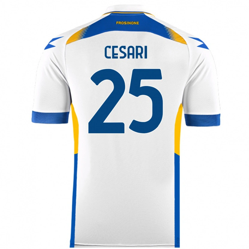 Danxen Kvinder Nicolò Cesari #25 Hvid Udebane Spillertrøjer 2024/25 Trøje T-Shirt