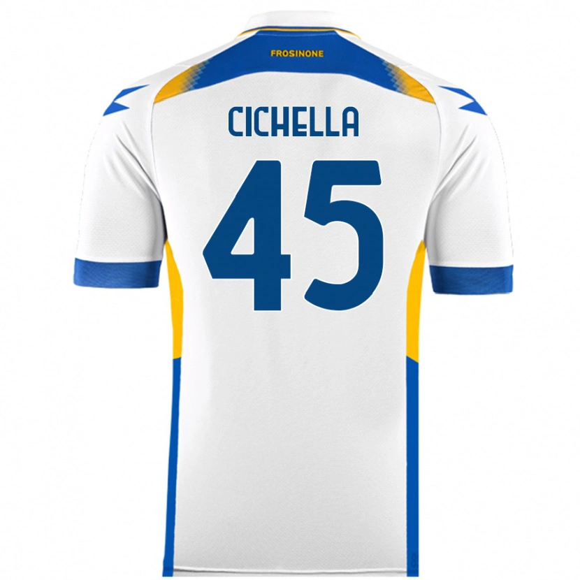 Danxen Kvinder Matteo Cichella #45 Hvid Udebane Spillertrøjer 2024/25 Trøje T-Shirt