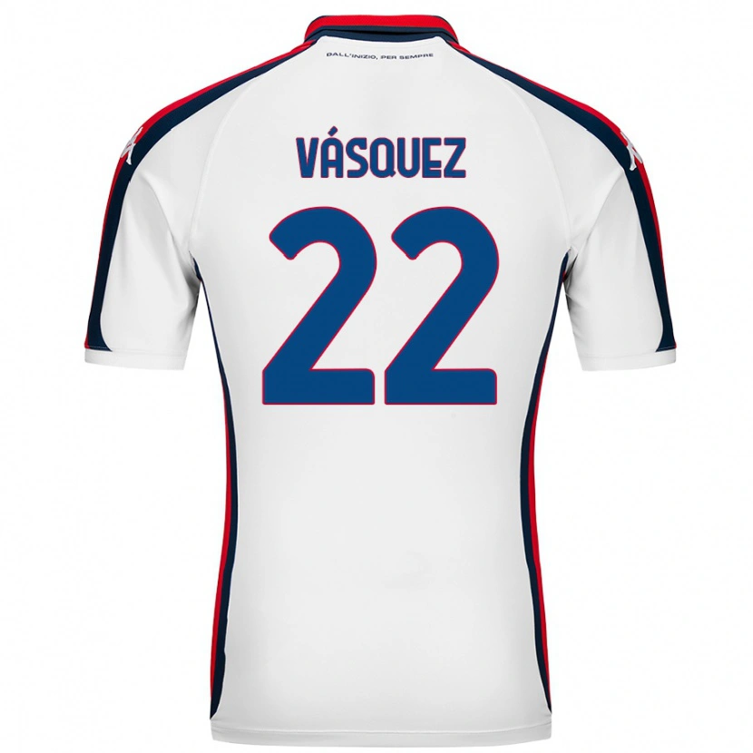 Danxen Kvinder Johan Vásquez #22 Hvid Udebane Spillertrøjer 2024/25 Trøje T-Shirt