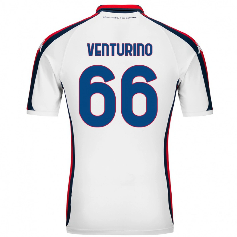 Danxen Kvinder Lorenzo Venturino #66 Hvid Udebane Spillertrøjer 2024/25 Trøje T-Shirt