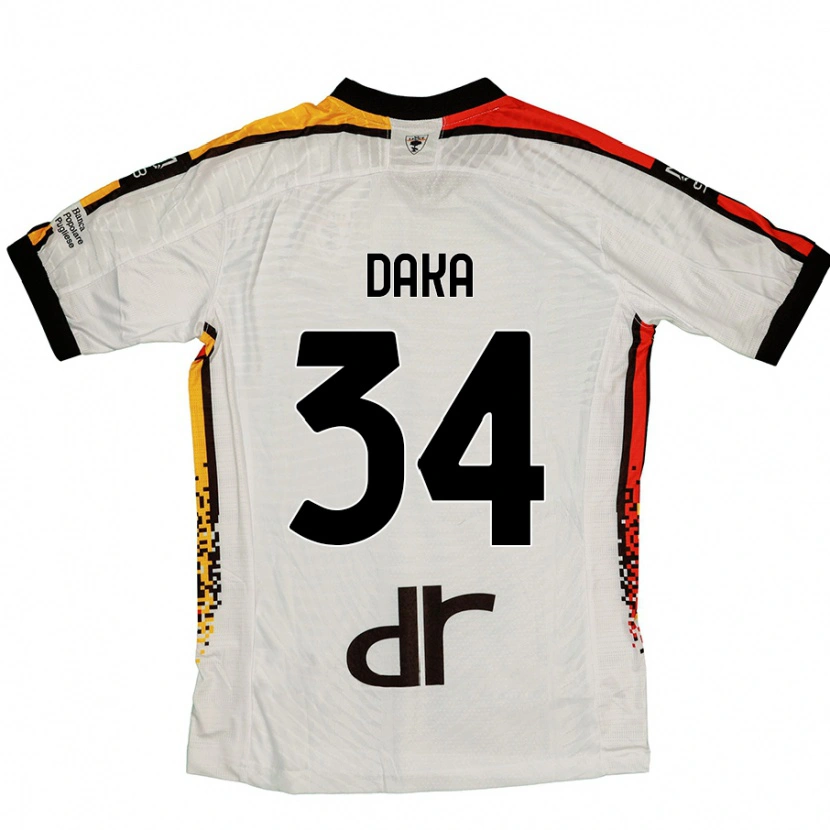 Danxen Kvinder Dario Daka #34 Hvid Sort Udebane Spillertrøjer 2024/25 Trøje T-Shirt