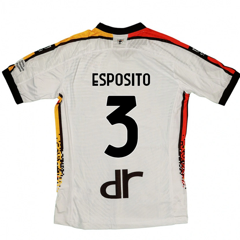 Danxen Kvinder Sebastian Esposito #3 Hvid Sort Udebane Spillertrøjer 2024/25 Trøje T-Shirt