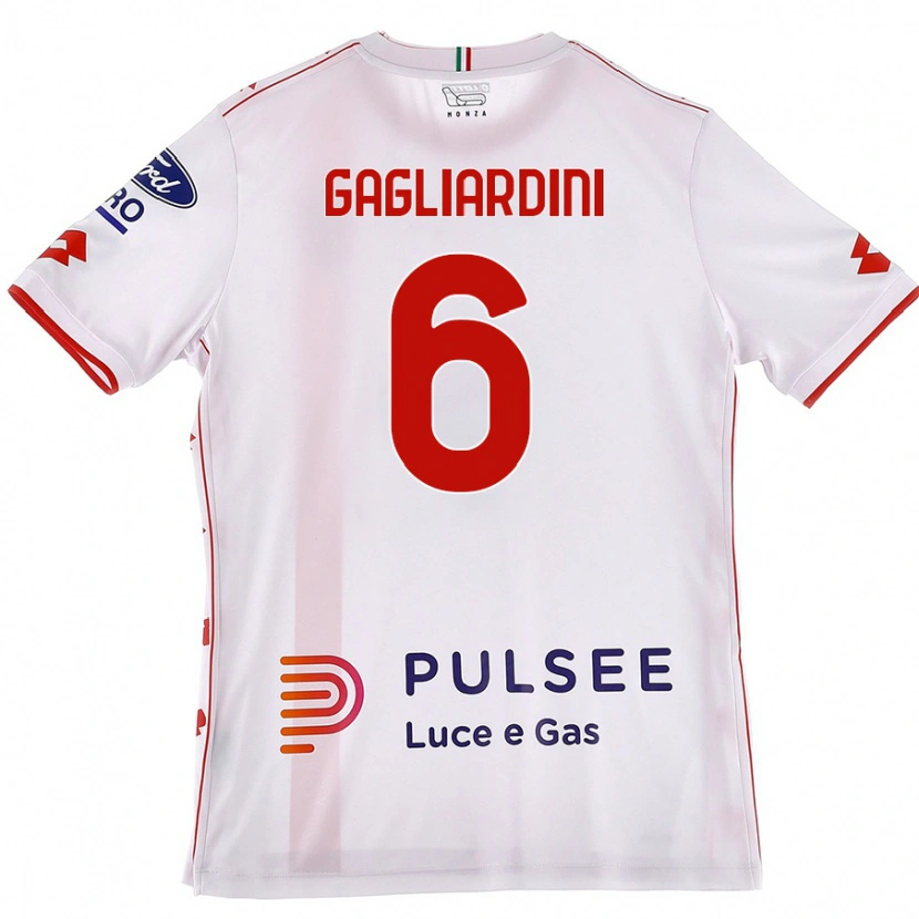 Danxen Kvinder Roberto Gagliardini #6 Hvid Rød Udebane Spillertrøjer 2024/25 Trøje T-Shirt