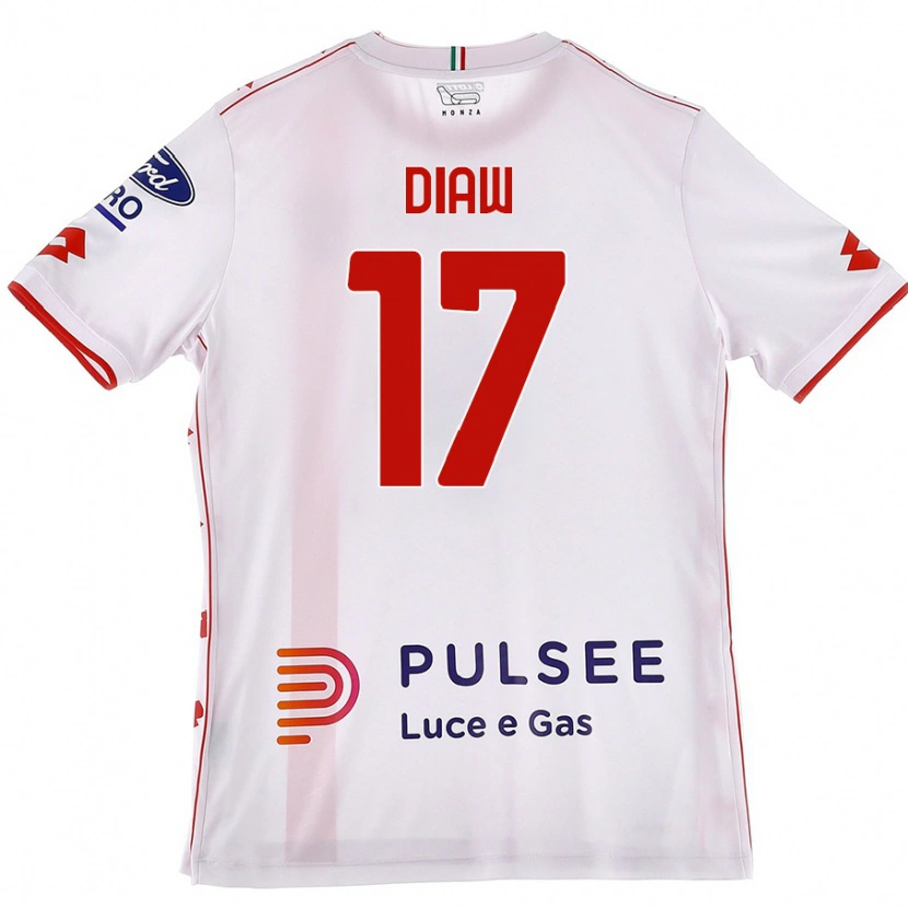 Danxen Kvinder Davide Diaw #17 Hvid Rød Udebane Spillertrøjer 2024/25 Trøje T-Shirt