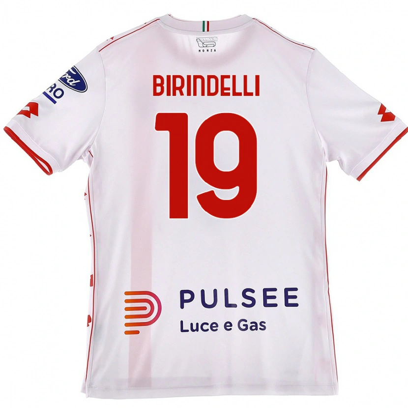 Danxen Kvinder Samuele Birindelli #19 Hvid Rød Udebane Spillertrøjer 2024/25 Trøje T-Shirt