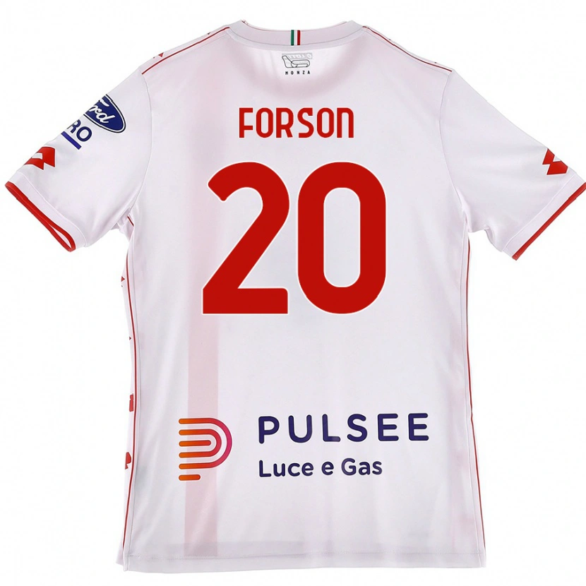Danxen Kvinder Omari Forson #20 Hvid Rød Udebane Spillertrøjer 2024/25 Trøje T-Shirt