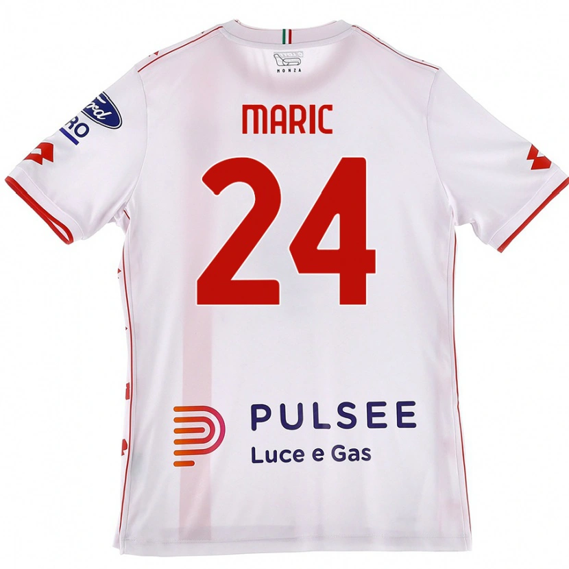 Danxen Kvinder Mirko Maric #24 Hvid Rød Udebane Spillertrøjer 2024/25 Trøje T-Shirt