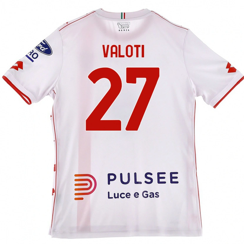 Danxen Kvinder Mattia Valoti #27 Hvid Rød Udebane Spillertrøjer 2024/25 Trøje T-Shirt