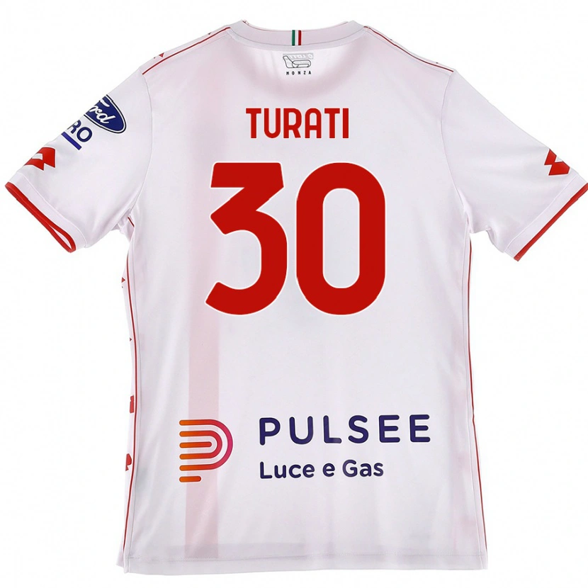 Danxen Kvinder Stefano Turati #30 Hvid Rød Udebane Spillertrøjer 2024/25 Trøje T-Shirt