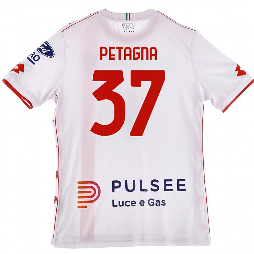 Danxen Kvinder Andrea Petagna #37 Hvid Rød Udebane Spillertrøjer 2024/25 Trøje T-Shirt