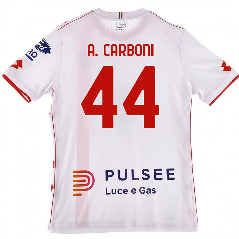 Danxen Kvinder Andrea Carboni #44 Hvid Rød Udebane Spillertrøjer 2024/25 Trøje T-Shirt