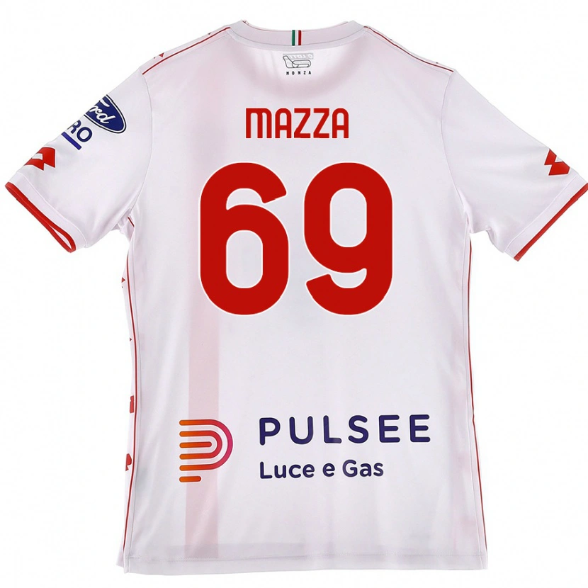 Danxen Kvinder Andrea Mazza #69 Hvid Rød Udebane Spillertrøjer 2024/25 Trøje T-Shirt