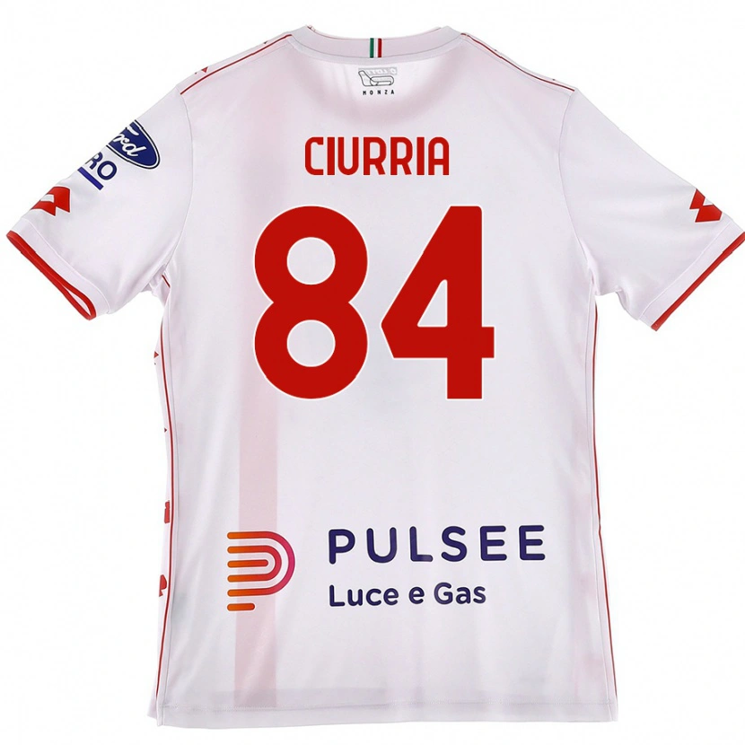 Danxen Kvinder Patrick Ciurria #84 Hvid Rød Udebane Spillertrøjer 2024/25 Trøje T-Shirt