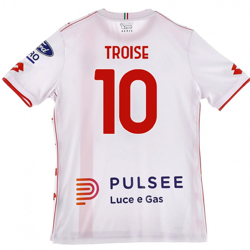 Danxen Kvinder Antonio Troise #10 Hvid Rød Udebane Spillertrøjer 2024/25 Trøje T-Shirt