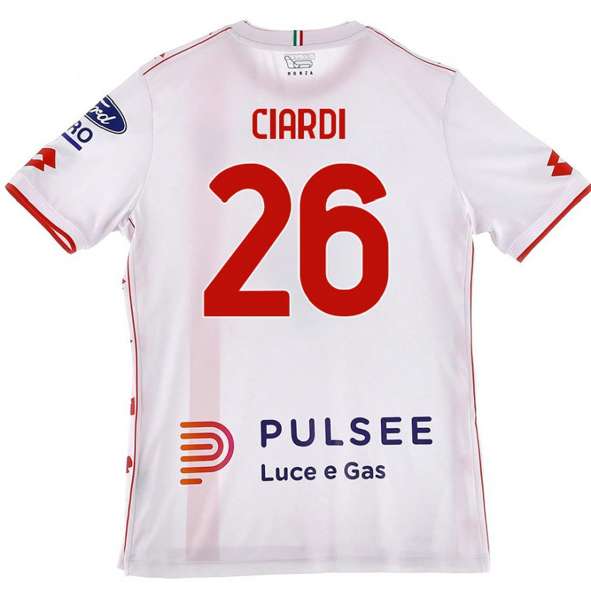 Danxen Kvinder Tommaso Ciardi #26 Hvid Rød Udebane Spillertrøjer 2024/25 Trøje T-Shirt
