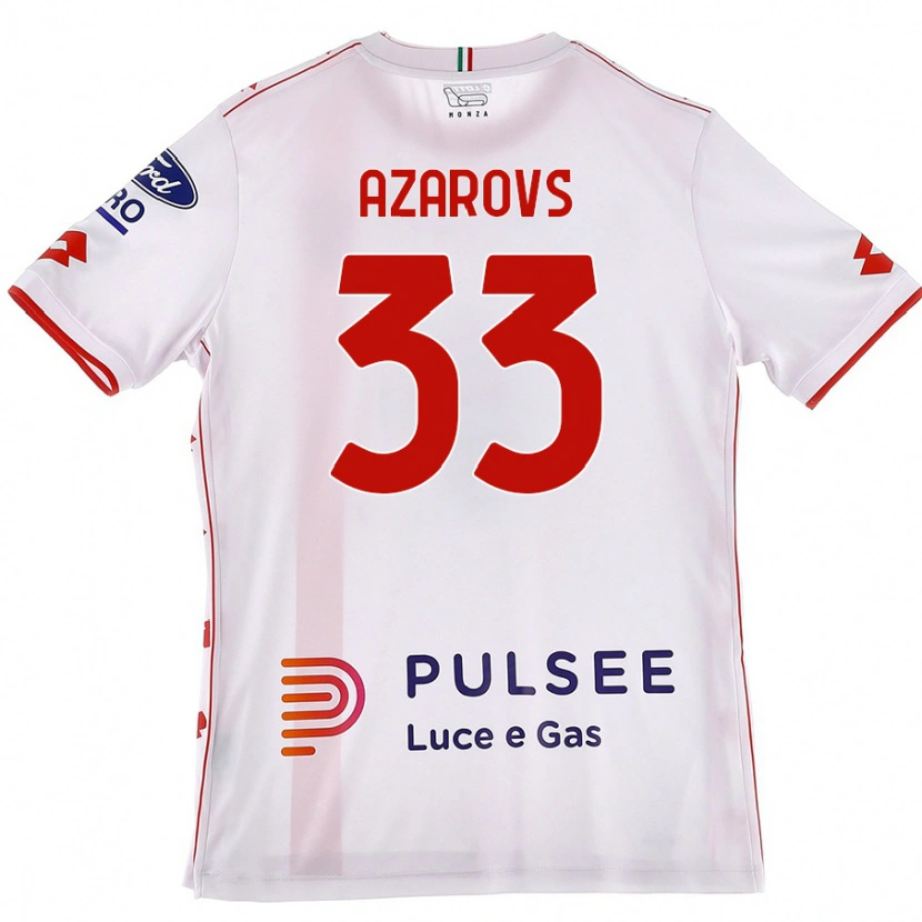 Danxen Kvinder Timurs Azarovs #33 Hvid Rød Udebane Spillertrøjer 2024/25 Trøje T-Shirt