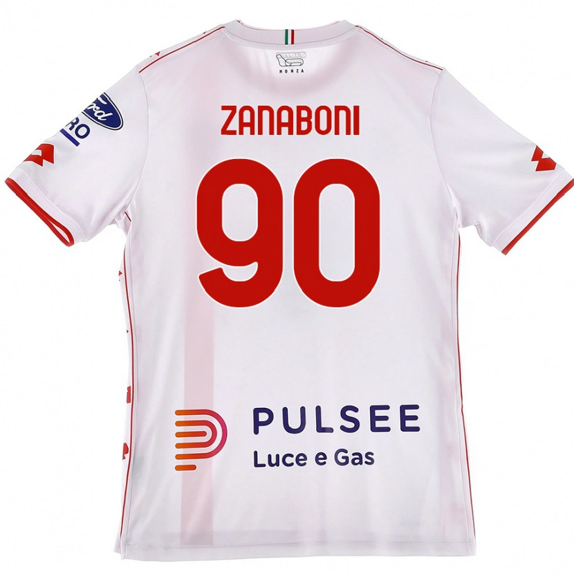 Danxen Kvinder Emanuele Zanaboni #90 Hvid Rød Udebane Spillertrøjer 2024/25 Trøje T-Shirt