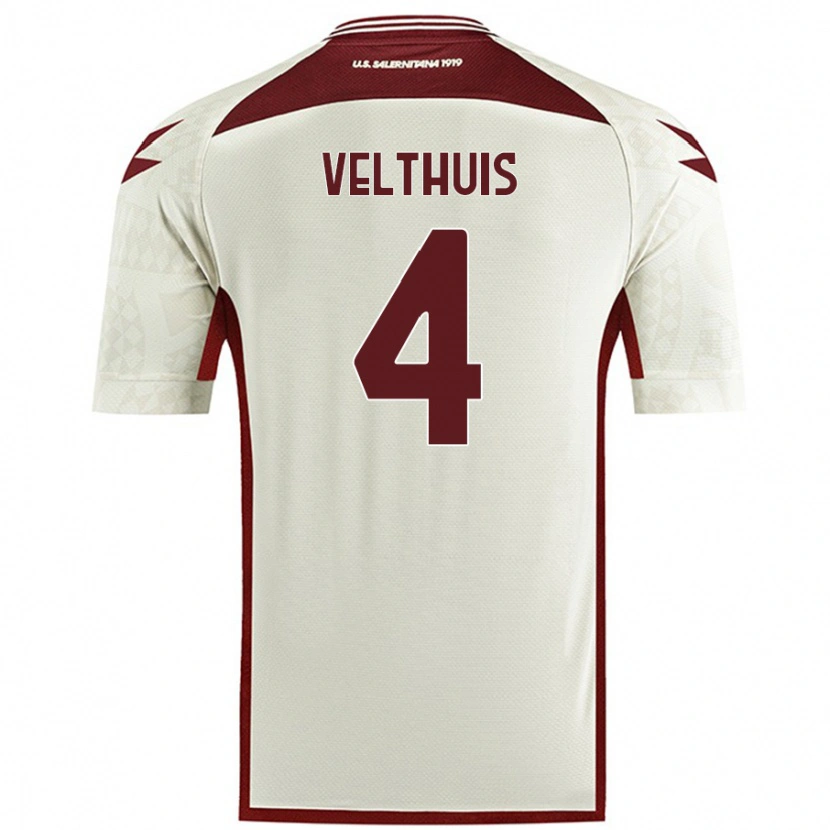 Danxen Kvinder Tijs Velthuis #4 Creme Farve Udebane Spillertrøjer 2024/25 Trøje T-Shirt