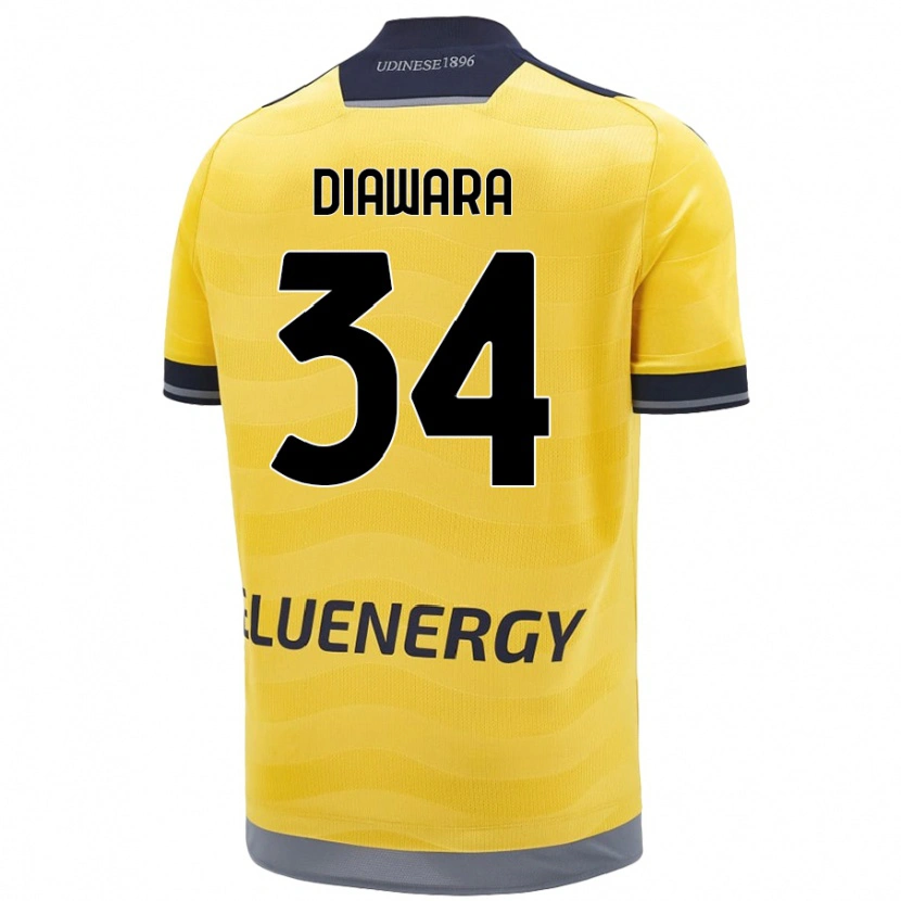 Danxen Kvinder Sekou Diawara #34 Gylden Udebane Spillertrøjer 2024/25 Trøje T-Shirt