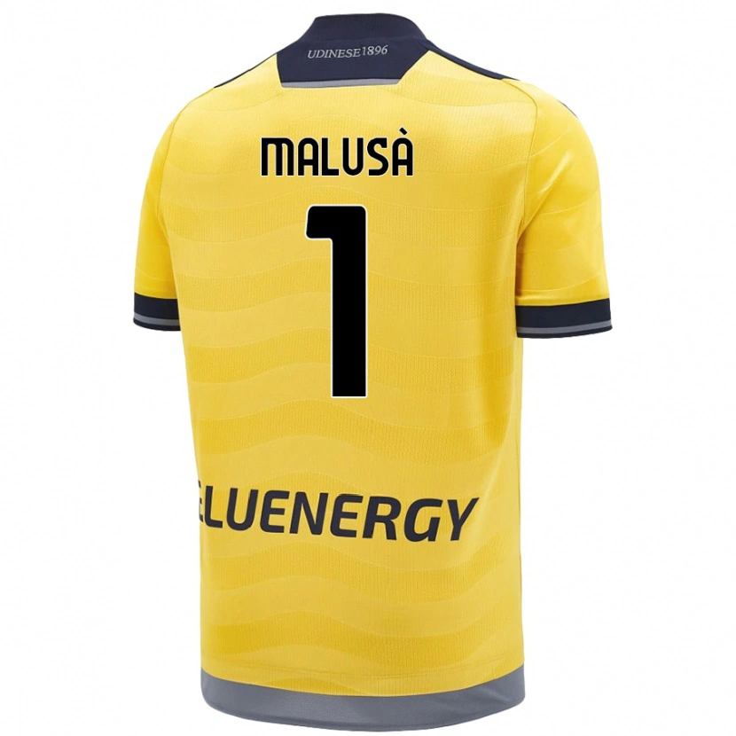 Danxen Kvinder Joel Malusà #1 Gylden Udebane Spillertrøjer 2024/25 Trøje T-Shirt