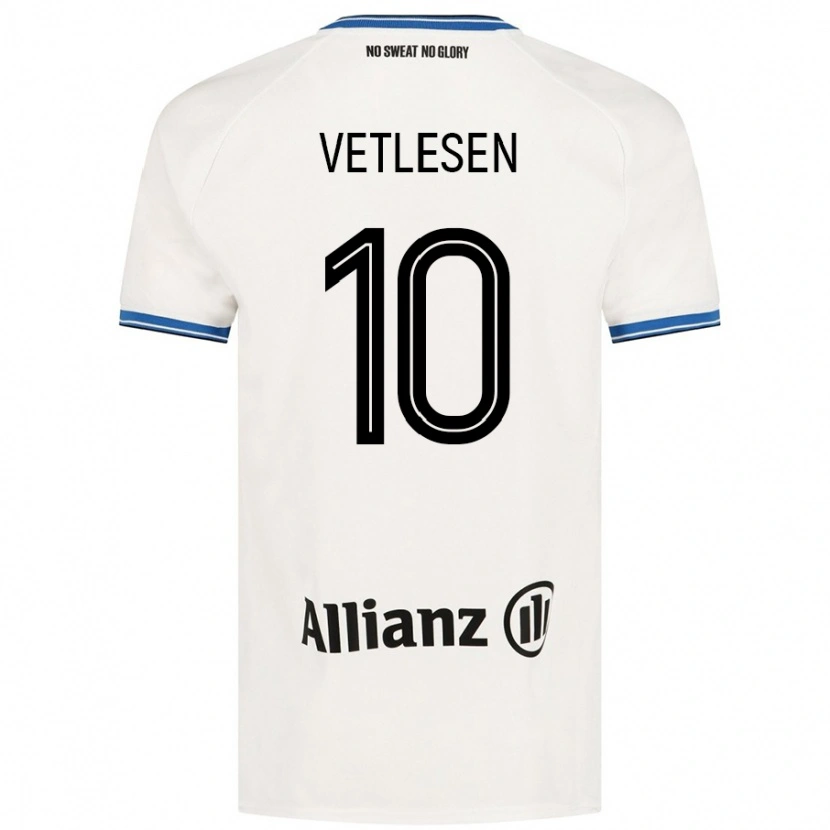 Danxen Kvinder Hugo Vetlesen #10 Hvid Udebane Spillertrøjer 2024/25 Trøje T-Shirt