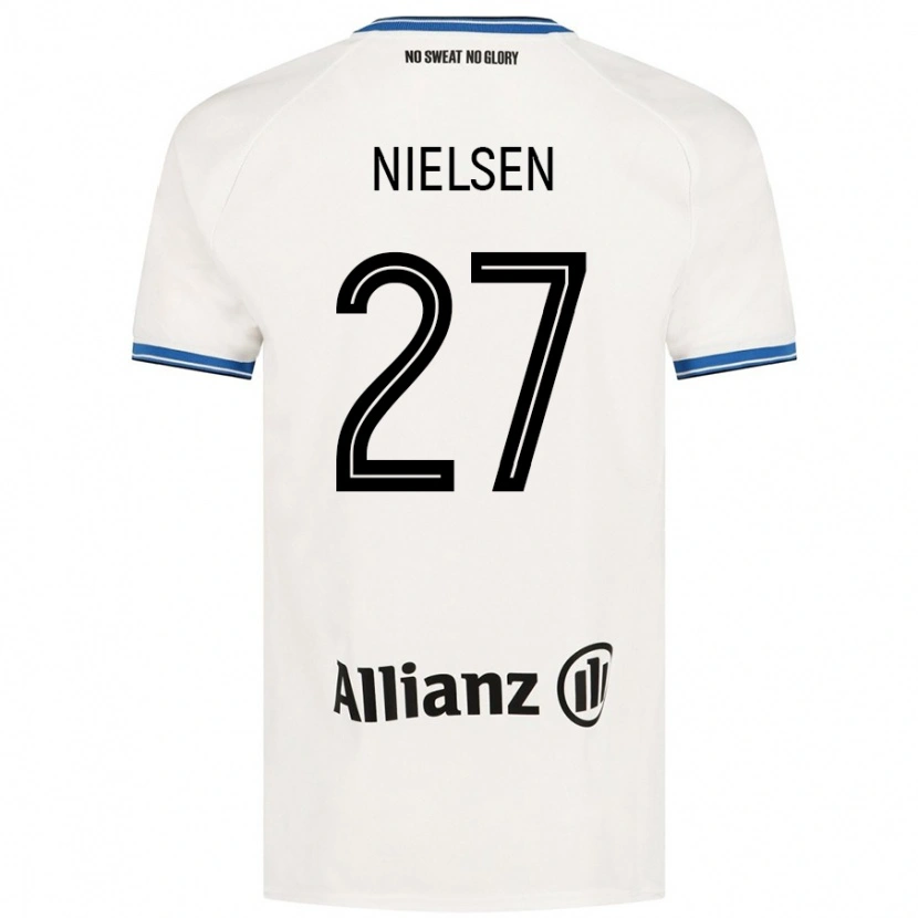 Danxen Kvinder Casper Nielsen #27 Hvid Udebane Spillertrøjer 2024/25 Trøje T-Shirt