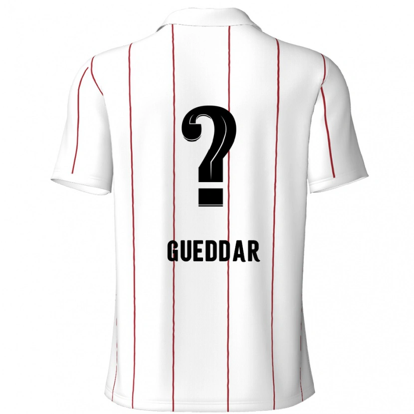 Danxen Kvinder Zakaria Gueddar #0 Hvid Sort Udebane Spillertrøjer 2024/25 Trøje T-Shirt