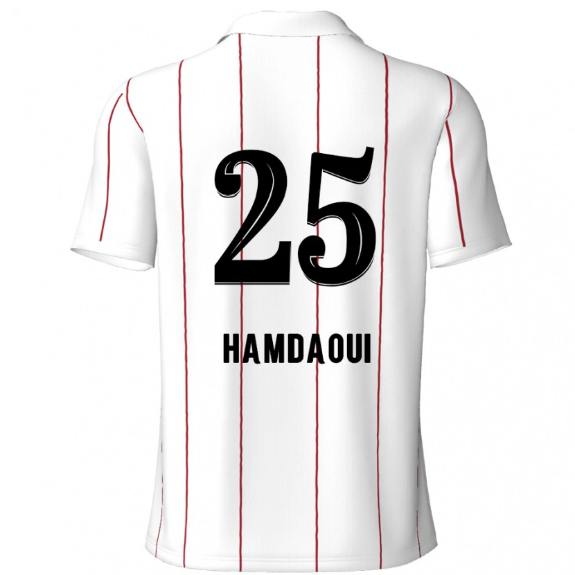 Danxen Kvinder Youssef Hamdaoui #25 Hvid Sort Udebane Spillertrøjer 2024/25 Trøje T-Shirt