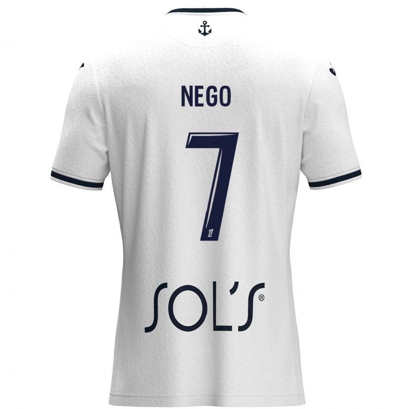 Danxen Kvinder Loïc Nego #7 Hvid Mørkeblå Udebane Spillertrøjer 2024/25 Trøje T-Shirt
