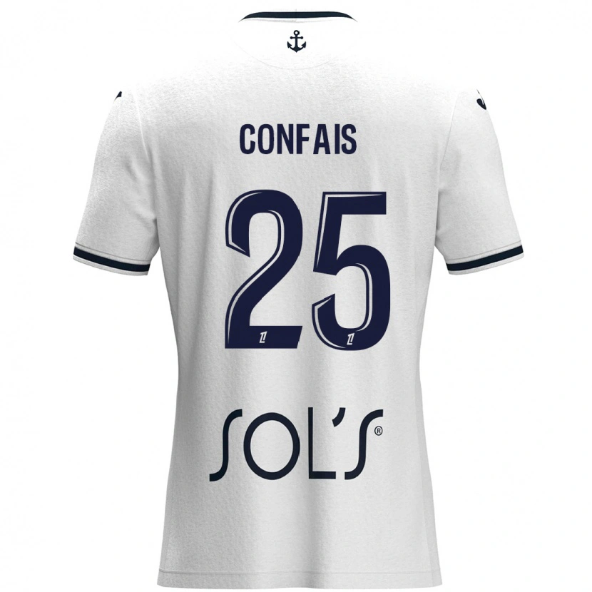 Danxen Kvinder Aloïs Confais #25 Hvid Mørkeblå Udebane Spillertrøjer 2024/25 Trøje T-Shirt