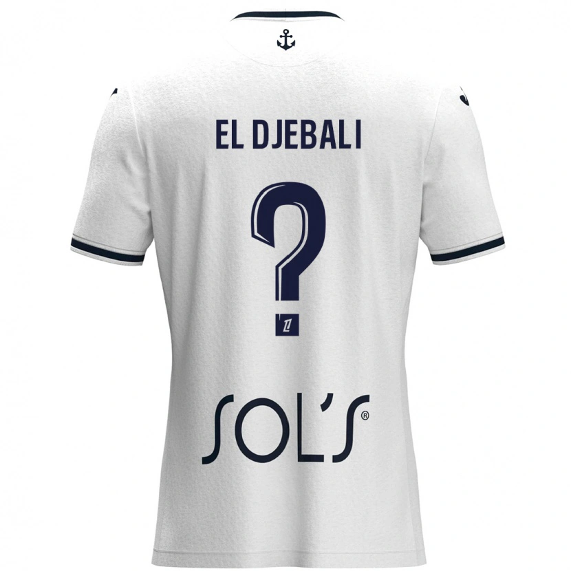 Danxen Kvinder Rayan El Djebali #0 Hvid Mørkeblå Udebane Spillertrøjer 2024/25 Trøje T-Shirt