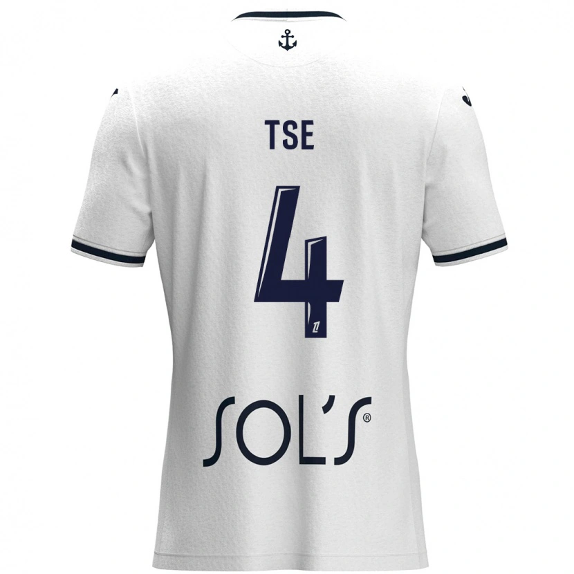 Danxen Kvinder Élisabeth Tsé #4 Hvid Mørkeblå Udebane Spillertrøjer 2024/25 Trøje T-Shirt
