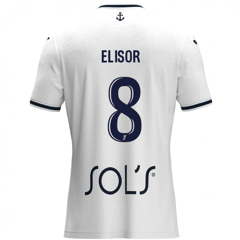 Danxen Kvinder Salomé Elisor #8 Hvid Mørkeblå Udebane Spillertrøjer 2024/25 Trøje T-Shirt