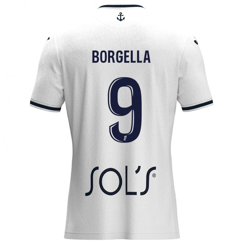 Danxen Kvinder Roselord Borgella #9 Hvid Mørkeblå Udebane Spillertrøjer 2024/25 Trøje T-Shirt