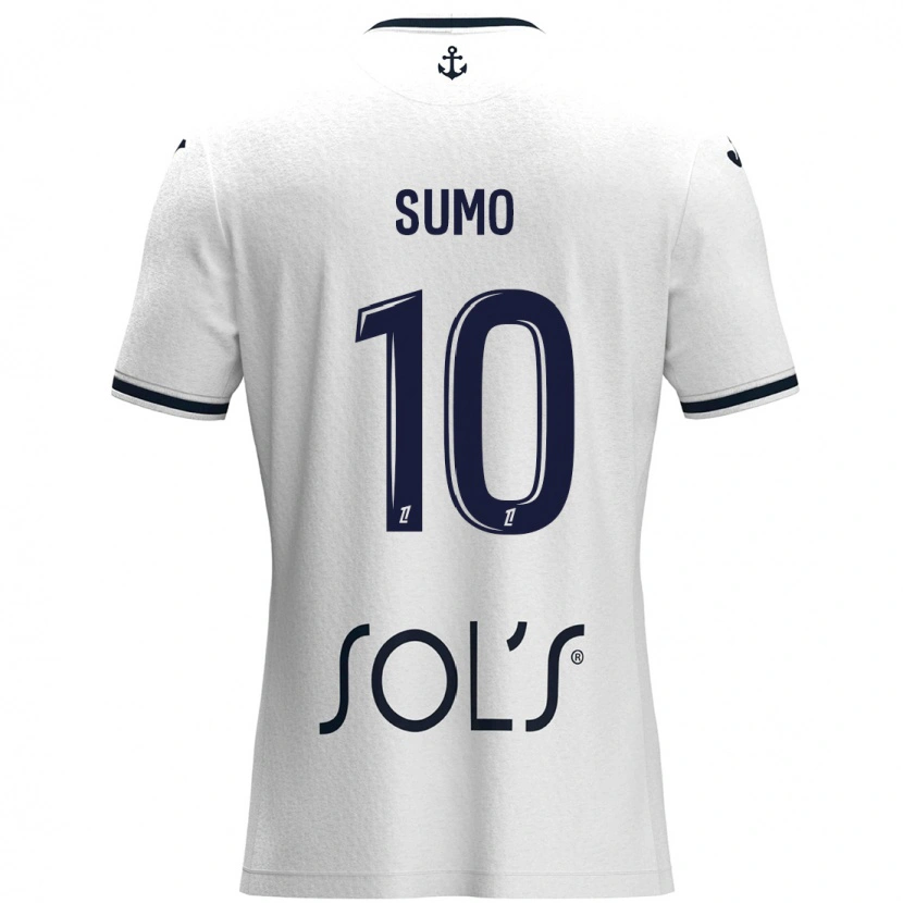 Danxen Kvinder Eva Sumo #10 Hvid Mørkeblå Udebane Spillertrøjer 2024/25 Trøje T-Shirt