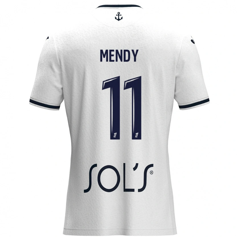 Danxen Kvinder Mélinda Mendy #11 Hvid Mørkeblå Udebane Spillertrøjer 2024/25 Trøje T-Shirt