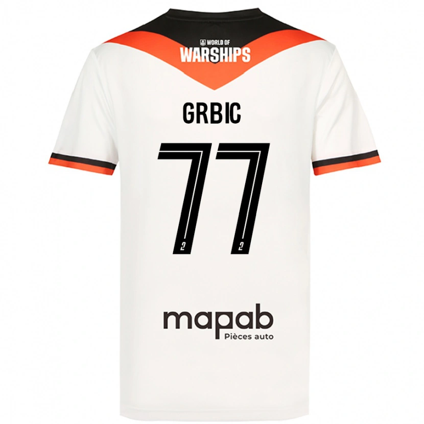 Danxen Kvinder Adrian Grbic #77 Hvid Udebane Spillertrøjer 2024/25 Trøje T-Shirt