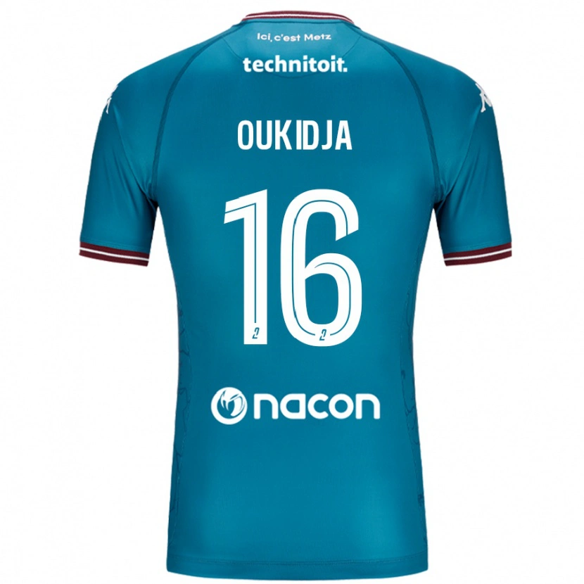Danxen Kvinder Alexandre Oukidja #16 Bleu Benzin Udebane Spillertrøjer 2024/25 Trøje T-Shirt