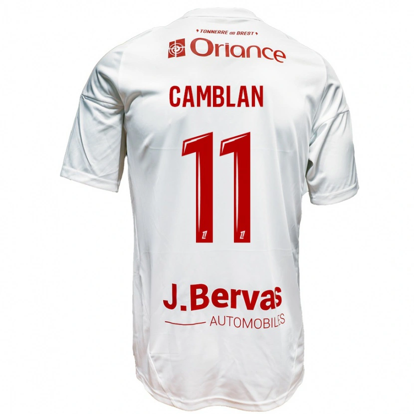 Danxen Kvinder Axel Camblan #11 Hvid Rød Udebane Spillertrøjer 2024/25 Trøje T-Shirt
