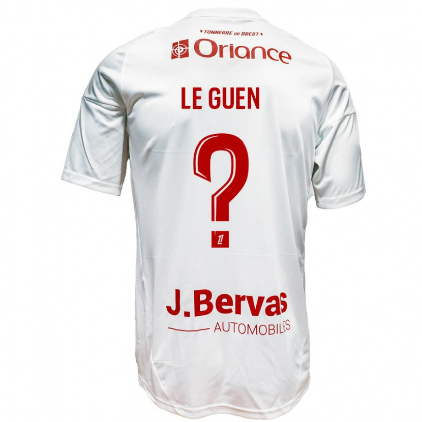 Danxen Kvinder Raphaël Le Guen #0 Hvid Rød Udebane Spillertrøjer 2024/25 Trøje T-Shirt