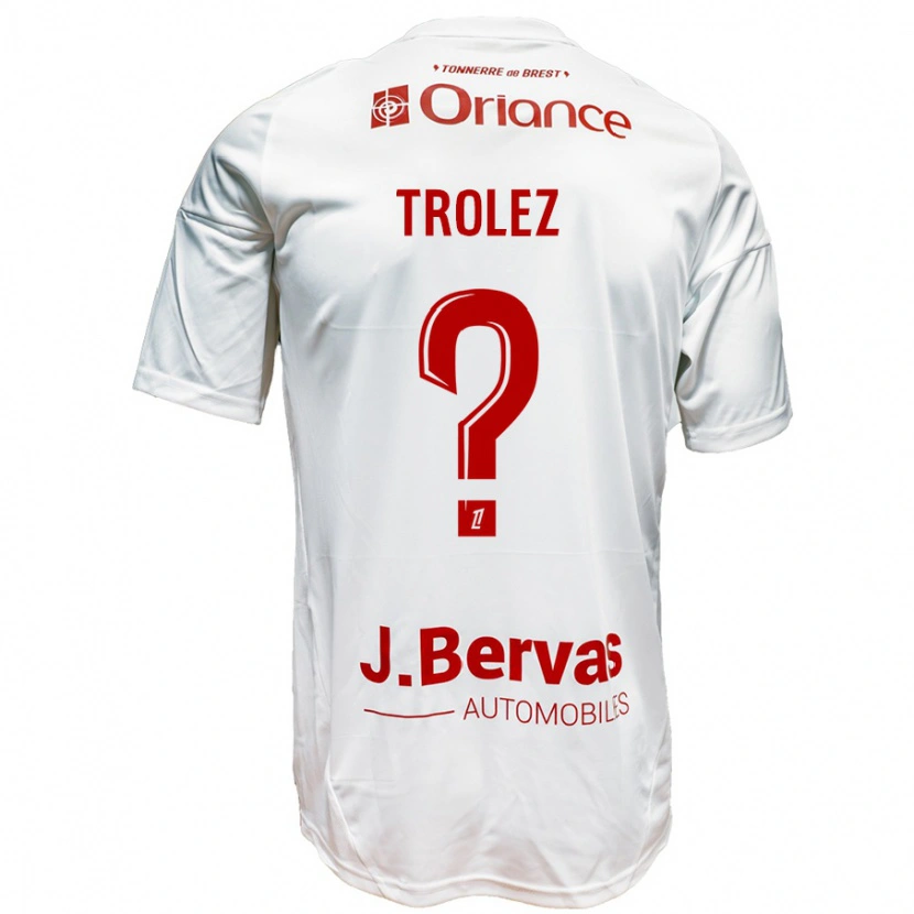 Danxen Kvinder Loann Trolez #0 Hvid Rød Udebane Spillertrøjer 2024/25 Trøje T-Shirt