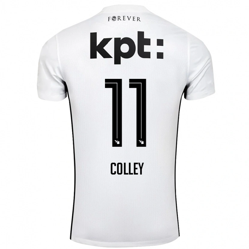 Danxen Kvinder Ebrima Colley #11 Hvid Sort Udebane Spillertrøjer 2024/25 Trøje T-Shirt