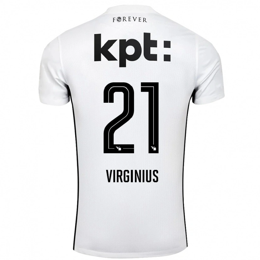 Danxen Kvinder Alan Virginius #21 Hvid Sort Udebane Spillertrøjer 2024/25 Trøje T-Shirt