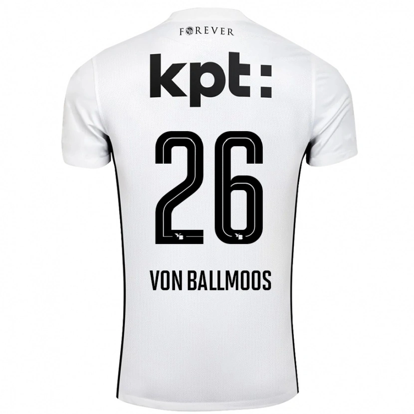 Danxen Kvinder David Von Ballmoos #26 Hvid Sort Udebane Spillertrøjer 2024/25 Trøje T-Shirt