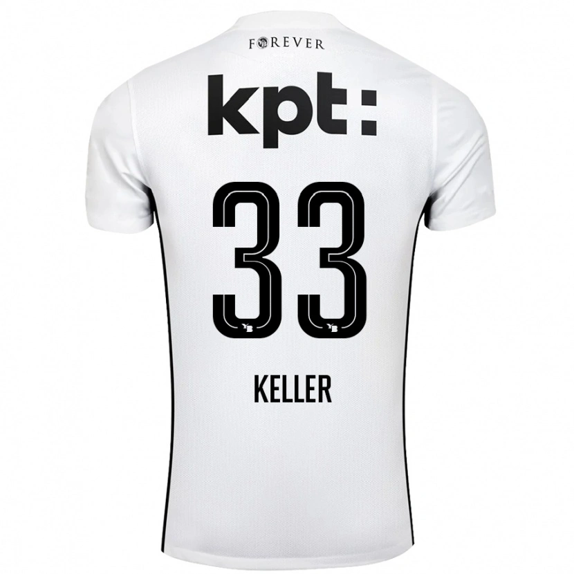 Danxen Kvinder Marvin Keller #33 Hvid Sort Udebane Spillertrøjer 2024/25 Trøje T-Shirt