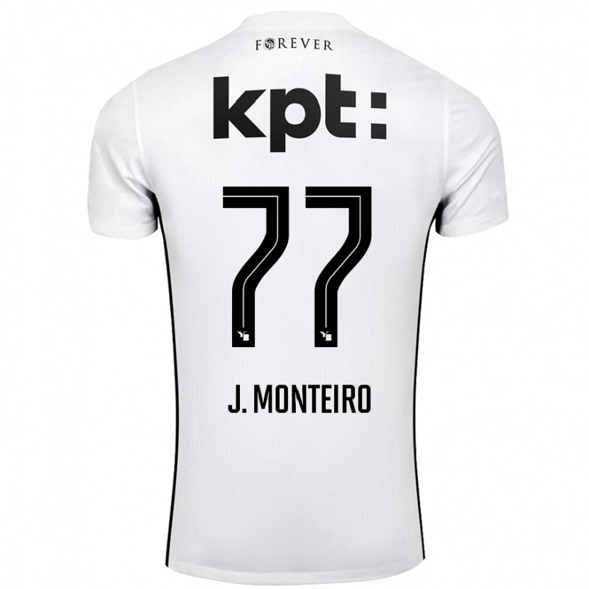 Danxen Kvinder Joël Monteiro #77 Hvid Sort Udebane Spillertrøjer 2024/25 Trøje T-Shirt