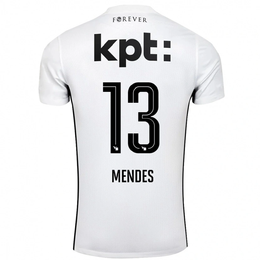 Danxen Kvinder Daniel Mendes #13 Hvid Sort Udebane Spillertrøjer 2024/25 Trøje T-Shirt