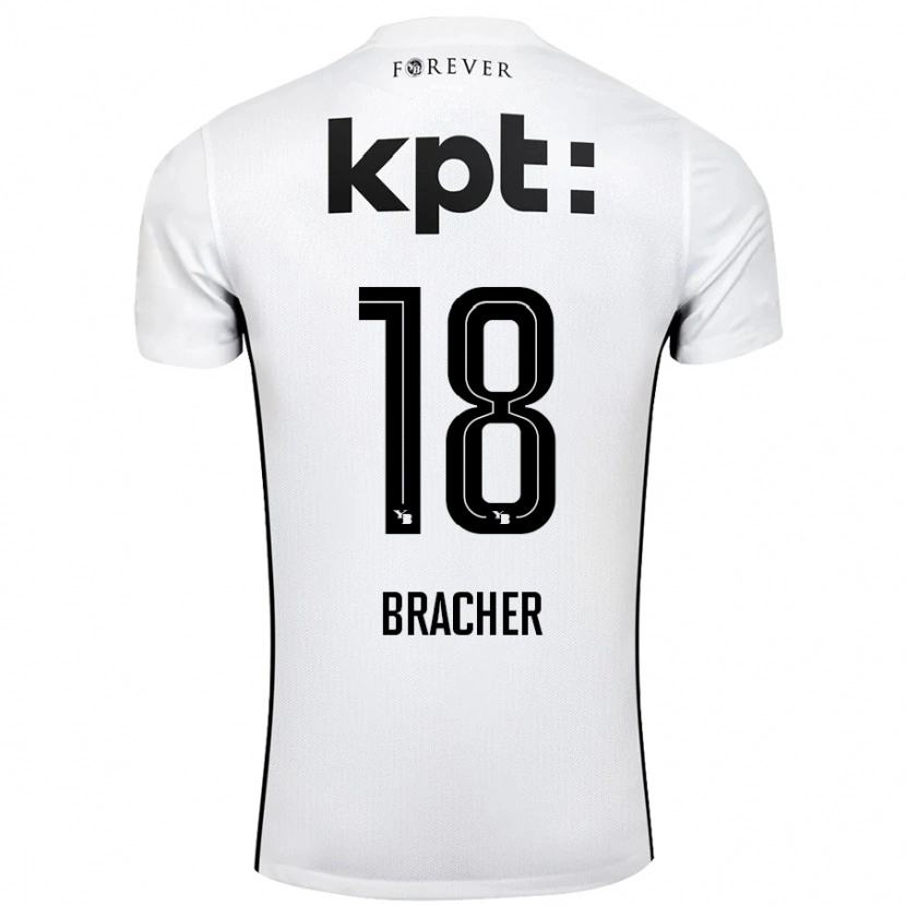 Danxen Kvinder Jasha Bracher #18 Hvid Sort Udebane Spillertrøjer 2024/25 Trøje T-Shirt